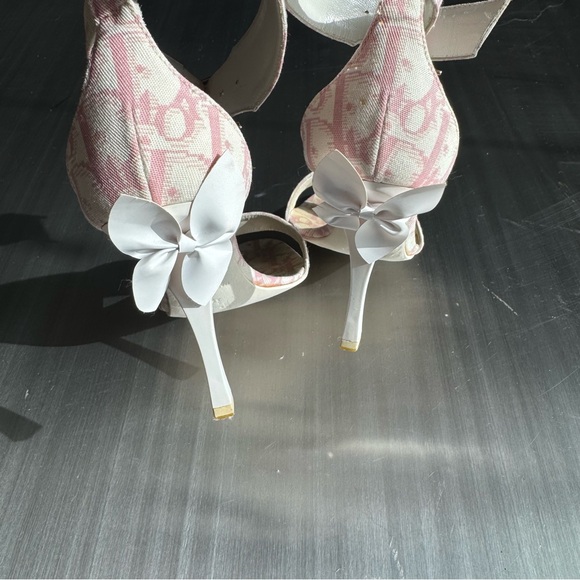 Dior Vintage Oblique Bow Tie Heels Pink 36 - Picture 3 of 7